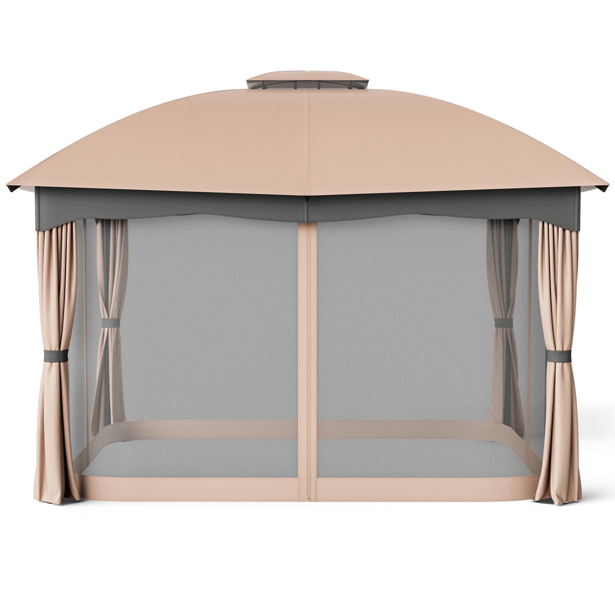Alt View 9. Gymax - Gymax Patio 12' x 10' Canopy Heavy Duty Steel Gazebo Double Vented Outdoor Brown - Brown.