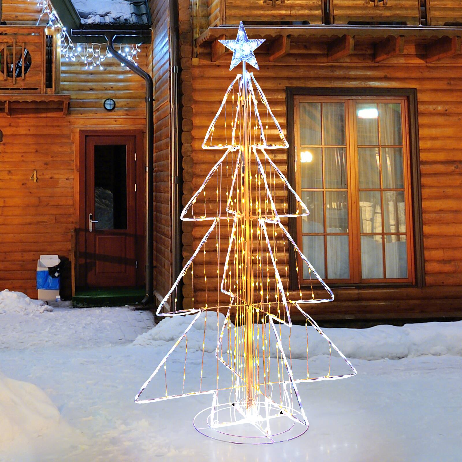Alt View 3. Gymax - Gymax 5 FT LED Lighted Cone Tree Indoor & Outdoor Xmas Decoration w/ Star Topper & Round Base - White.
