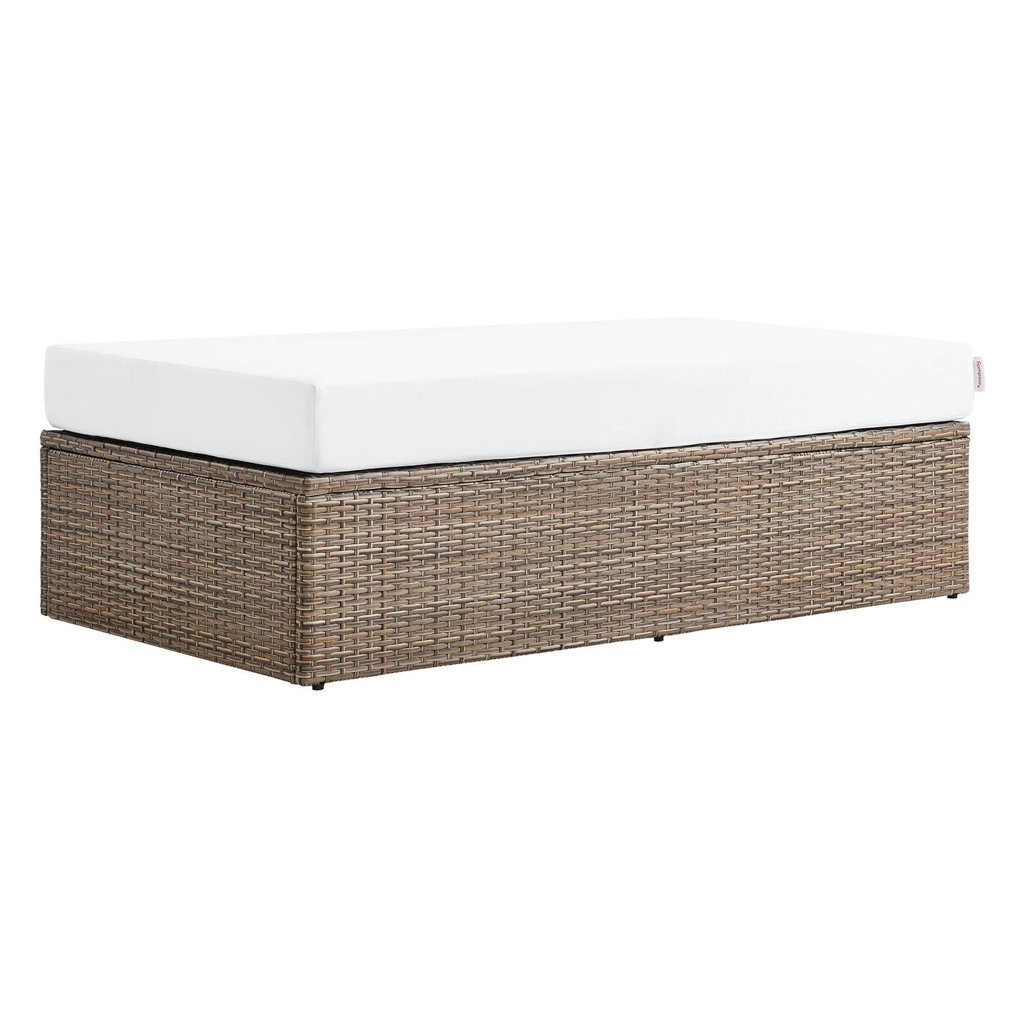 Angle. Modway - Convene Outdoor Patio Rectangle Ottoman by Modway - Cappuccino White.