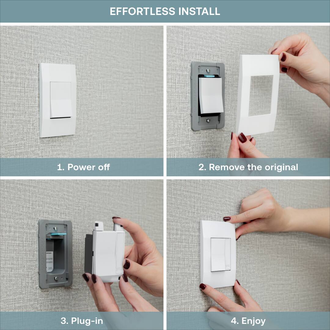 EFFORTLESS INSTALL

1. Power off

2. Remove the original

3. Plug-in

4. Enjoy