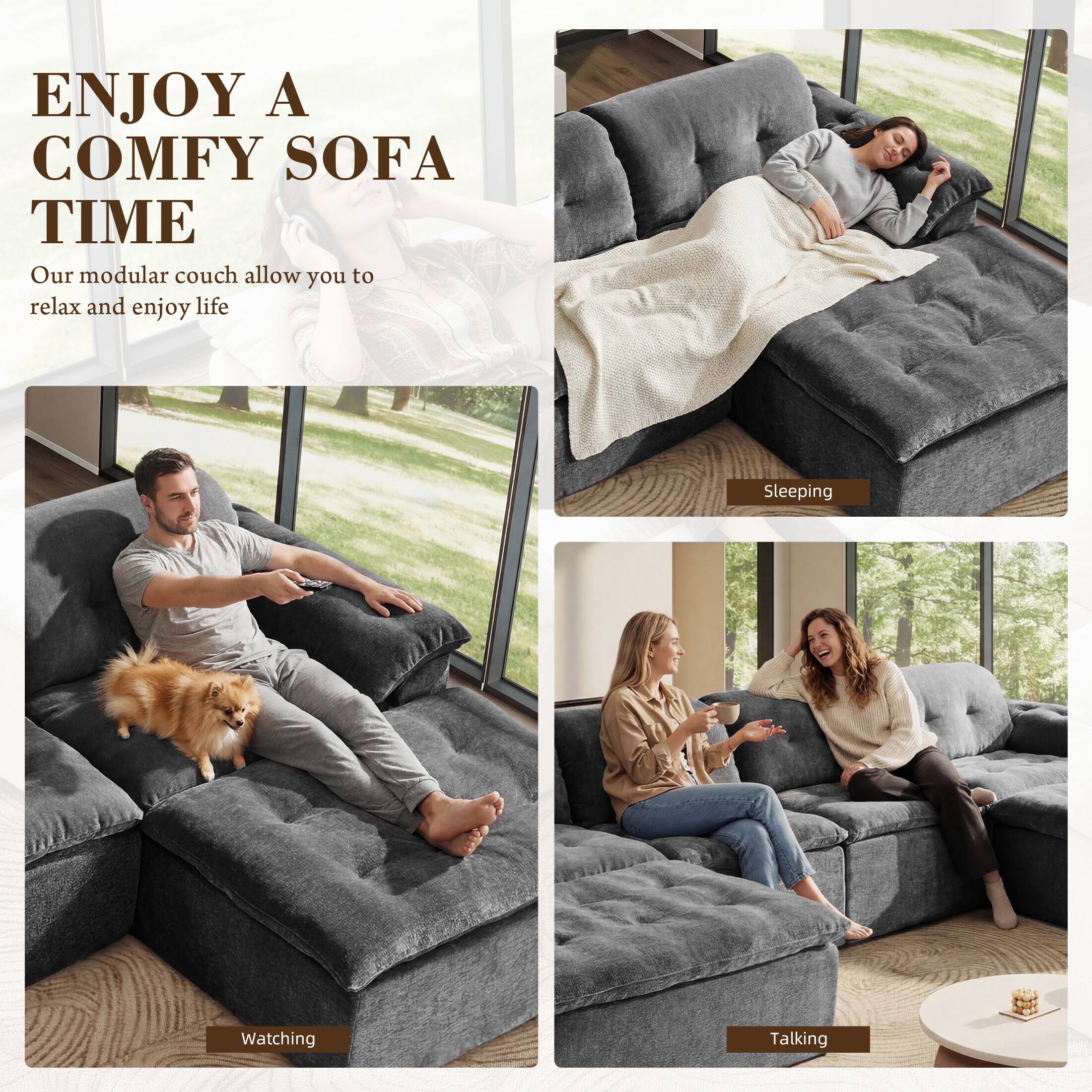 ENJOY A COMFY SOFA TIME

Our modular couch allows you to relax and enjoy life

Sleeping

Watching

Talking