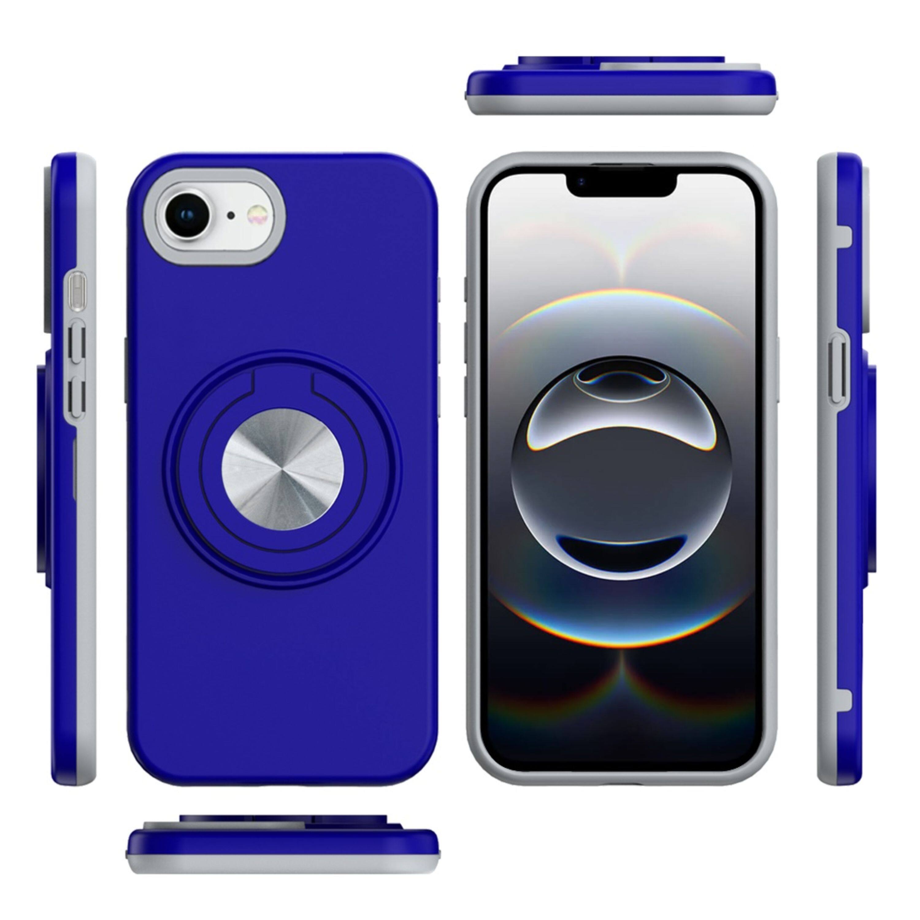 Left. Kitcheniva - Solid Rugged Shockproof Phone Case With 360 Stand Tempered Glass For iPhone 16e/17e Blue - Blue.