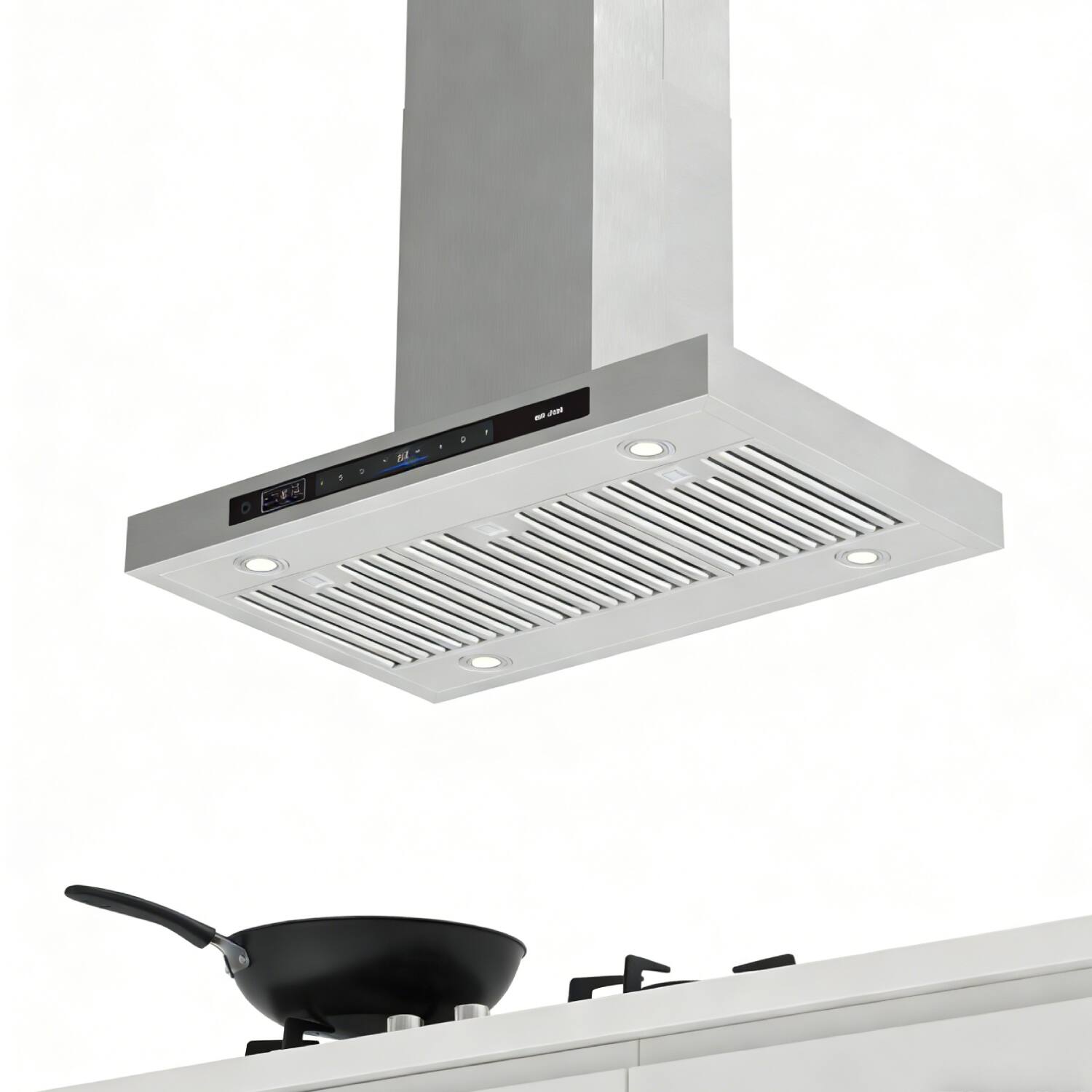 Front. Brano - BRANO 30-Inch Island Range Hood Stainless Steel, Ducted/Ductless Option - 900 CFM, Smart Controls, Easy Install - SILVER.