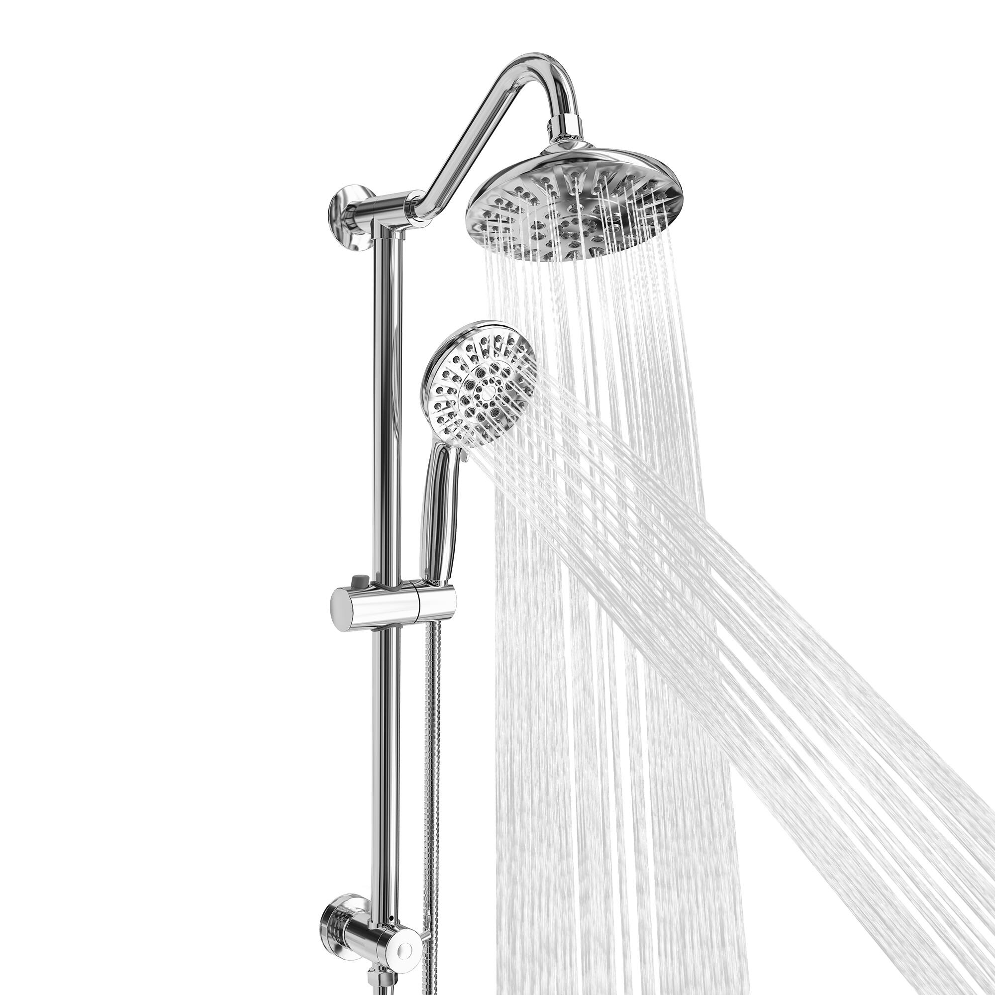 Angle. Akicon - Akicon Shower System with High Pressure Rain Shower Head and Handheld 6-Mode Spray Combo Slide Bar in Polished Chrome - Polished Chrome.