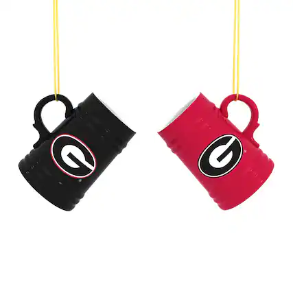 Front. Evergreen Enterprises - Georgia Bulldogs Two-Pack 3" Mini Stein Ornament Set - Multicolor.
