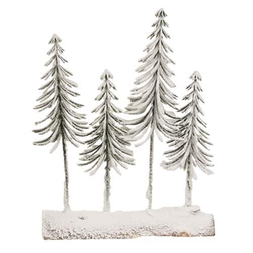 BreeBe - Snowy Pine Forest on Log - White