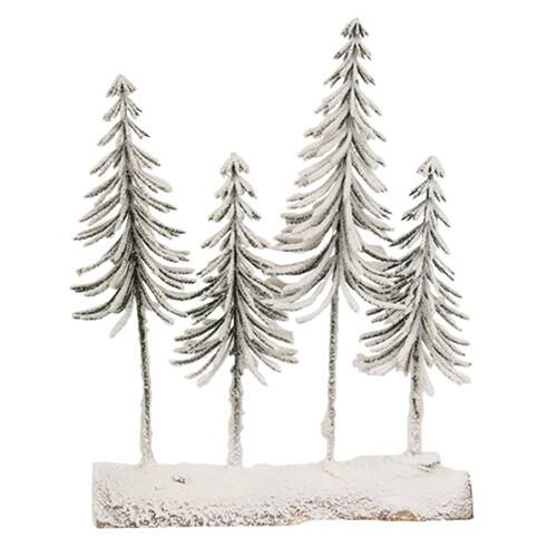 Front. BreeBe - Snowy Pine Forest on Log - White.