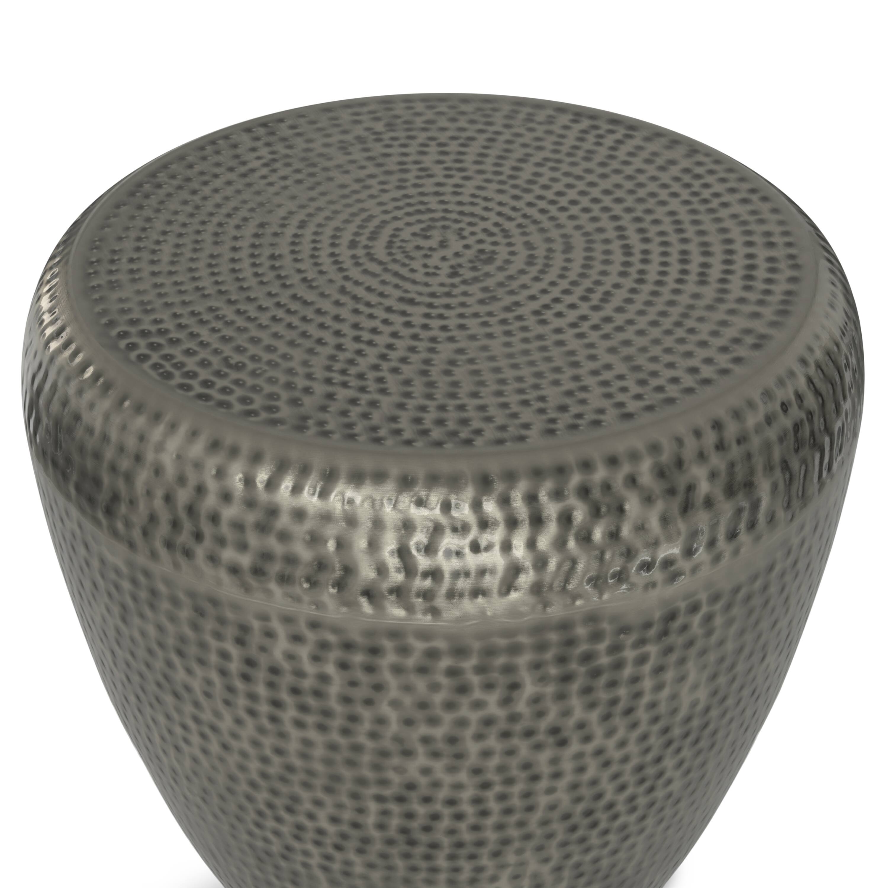 Left. Simpli Home - Preston Modern Industrial 22 inch Wide Metal Metal Side Table in Antique Silver , Fully Assembled - Antique Silver.