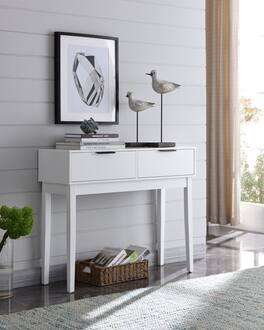 Kings Brand Furniture - Atmore Wood Console Sofa Table with 2 Storage Drawers - White
