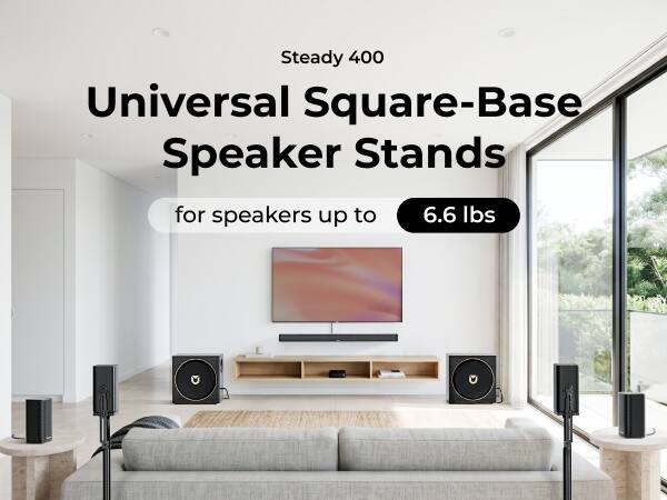 Steady 400 Universal Square-Base Speaker Stands for speakers up to 6.6 lbs