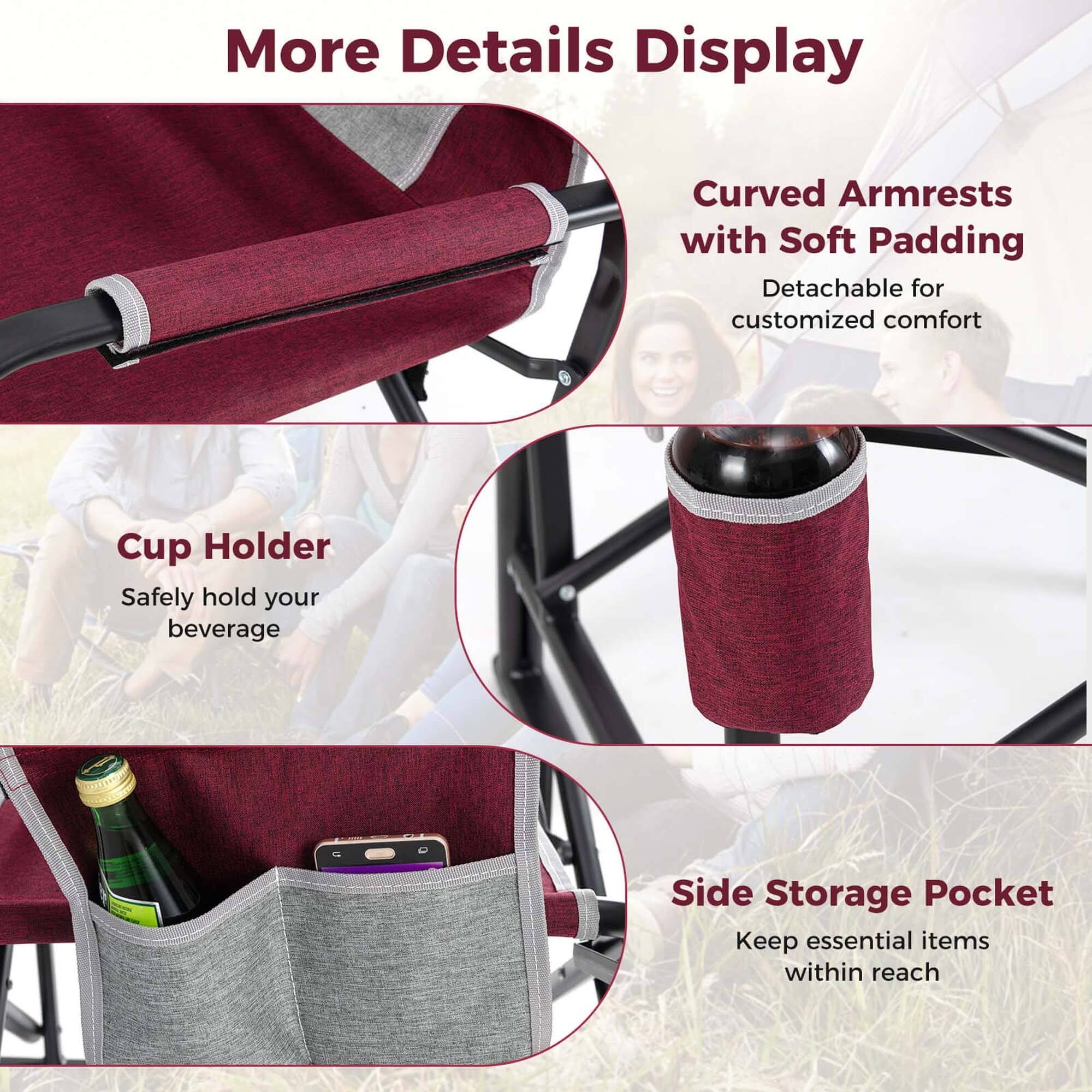 More Details Display

Curved Armrests with Soft Padding  
Detachable for customized comfort

Cup Holder  
Safely hold your beverage

Side Storage Pocket  
Keep essential items within reach
