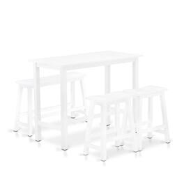 East West Furniture - 4 Piece Mid Century Dining Set Contains a Dining Table, 2 Kitchen Stools with a Kitchen Bench - Multi-Color