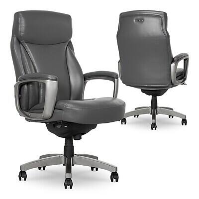 Alt View 7. La-Z-Boy - La-Z-Boy Arcadian Ergonomic Bonded Leather Swivel Executive Chair, Gray (51446) - Gray.