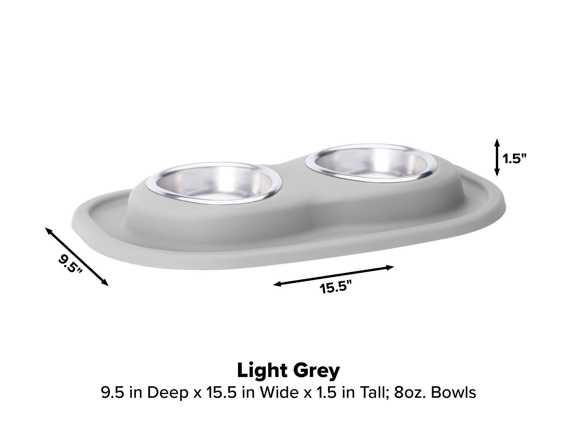 1.5"  
9.5"  
15.5"  
Light Grey 9.5 in Deep x 15.5 in Wide x 1.5 in Tall; 8oz. Bowls