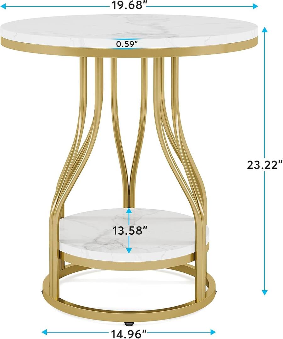 Table Top Civil Tribesigns End Table with Engineered Wood Construction and Faux Marble ...