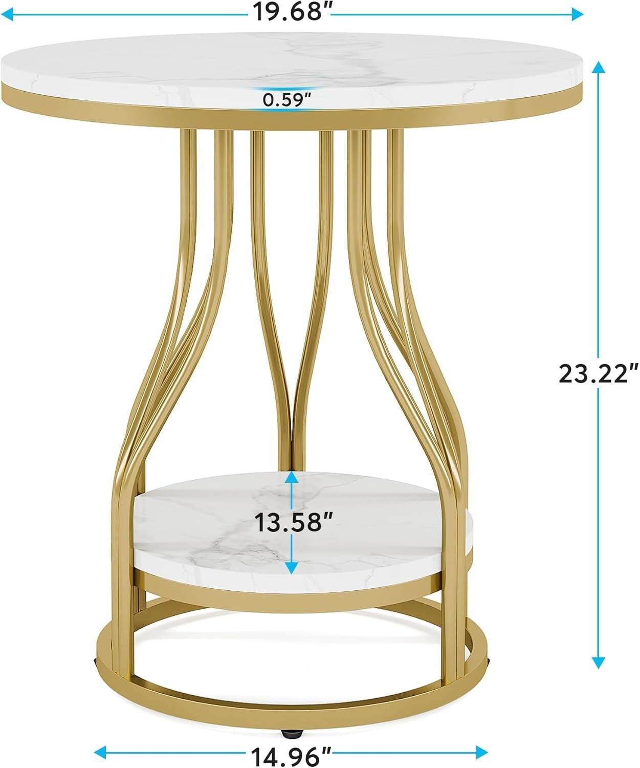 Tribesigns End Table with Engineered Wood Construction and Faux Marble ...