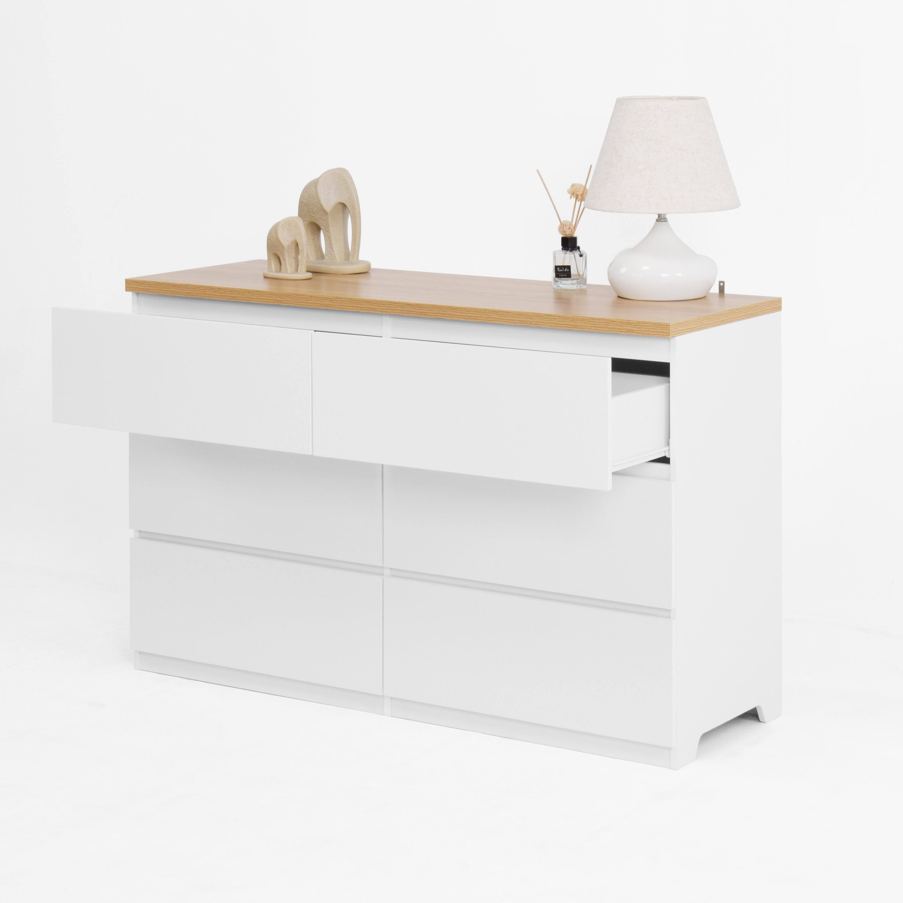 Left. Forest'nSky - White 6 drawer 47.2 in. Wide Chest of Drawers - White.