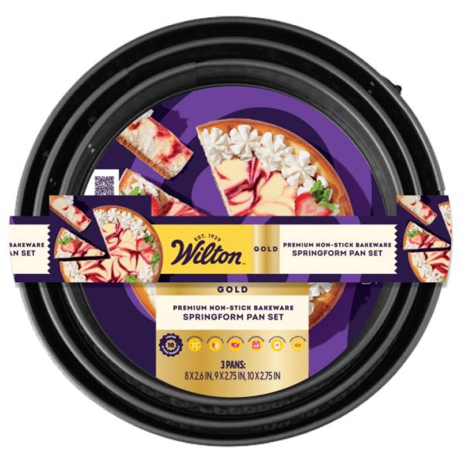 BAKEWARE SET

EST. 1929 PREMIUM NON-STICK BAKEWARE GOLD Wilton SPRINGFORM PAN SET

GOLD
PREMIUM NON-STICK BAKEWARE SPRINGFORM PAN SET

3 PANS: 8X2.6IN, 9X2.75IN, 10X2.75IN