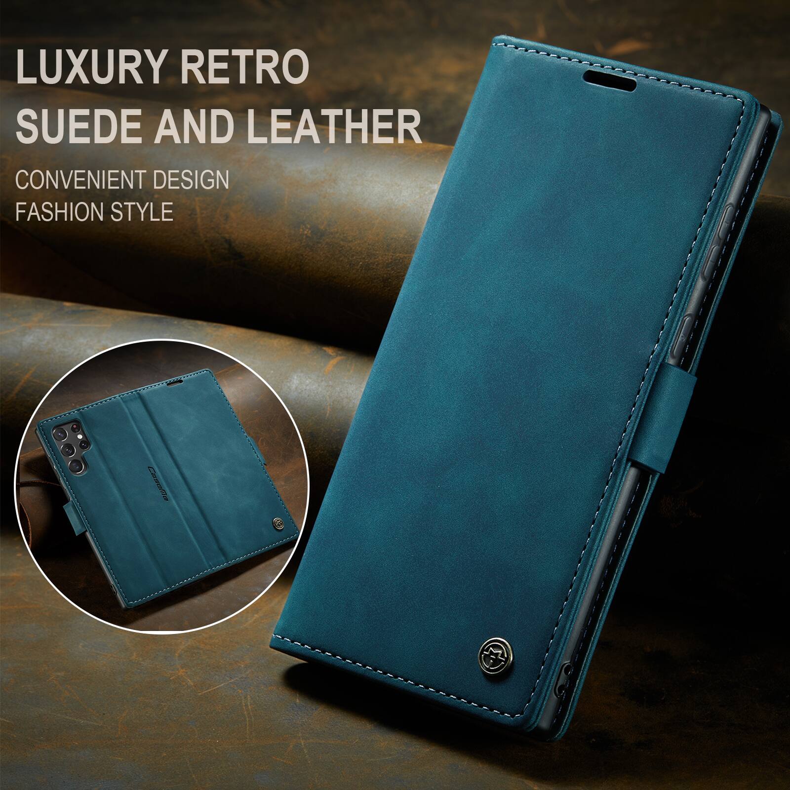 LUXURY RETRO SUEDE AND LEATHER  
CONVENIENT DESIGN  
FASHION STYLE
