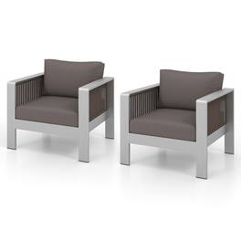 Gymax - 2 Piece Aluminum Patio Furniture Set Outdoor Sectional Sofa Set w/ Thick Cushions - Gray