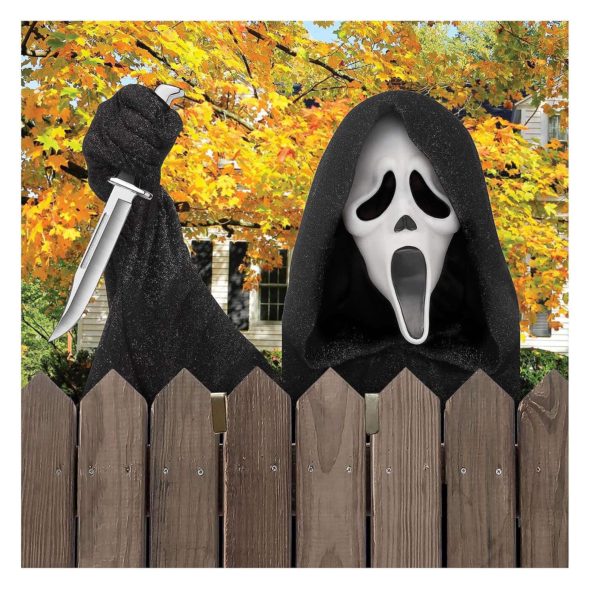 Funworld - Ghost Face Fence Face Halloween Decor - Black
