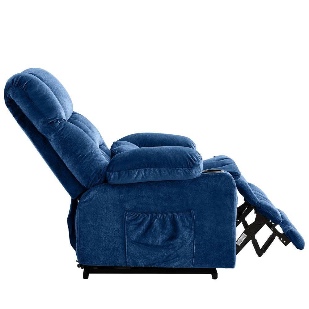 Alt View 1. Kadyn - Dual Motor Power Lift Recliner, Lay-Flat 180°, Kneading Massage & Heat, USB Ports - Blue.