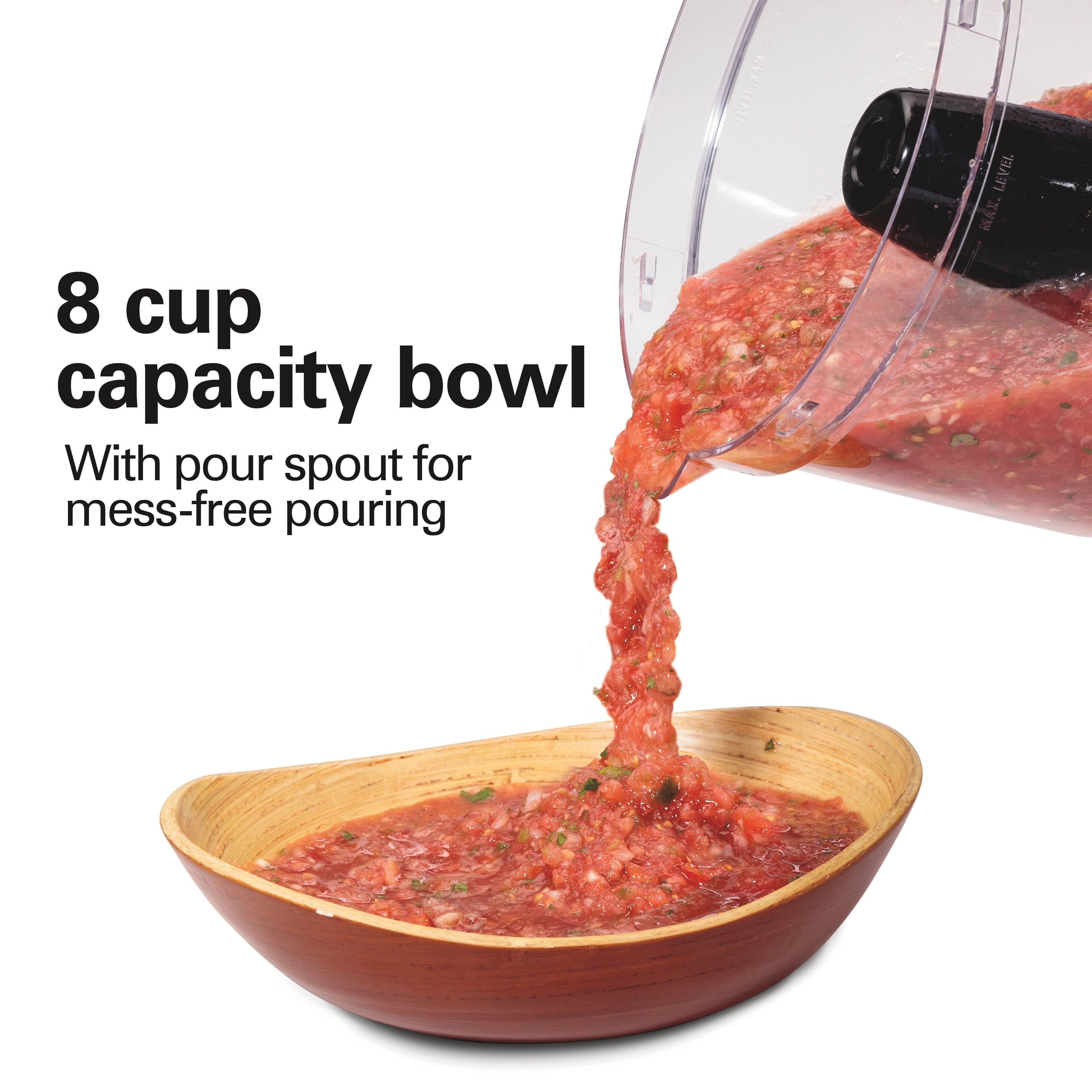8 cup capacity bowl
With pour spout for mess-free pouring