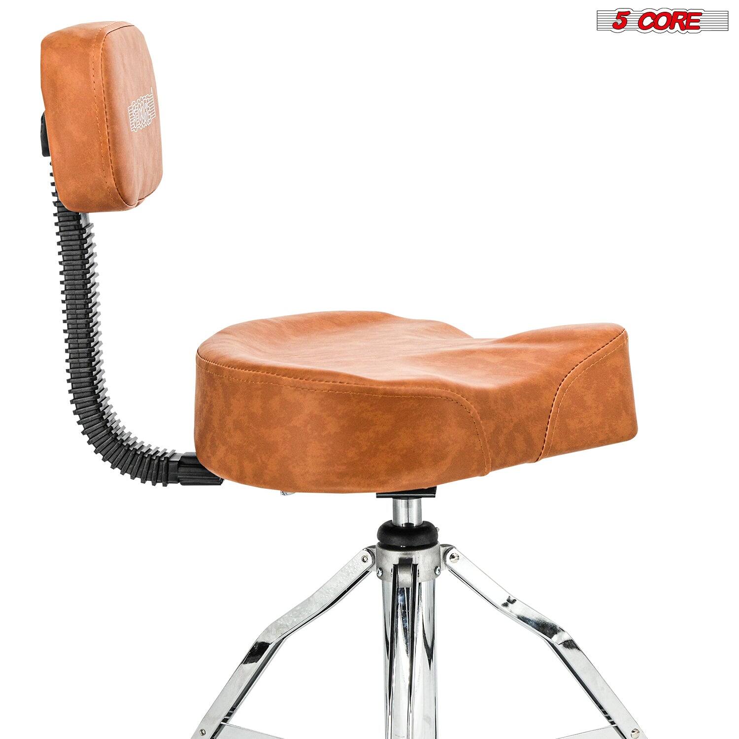 Alt View 8. 5 CORE - 5Core Drum Throne 4" Cushion Padded Stool w Backrest Airlift Height Adjustable Chair w 441Lb Capcity - Brown.