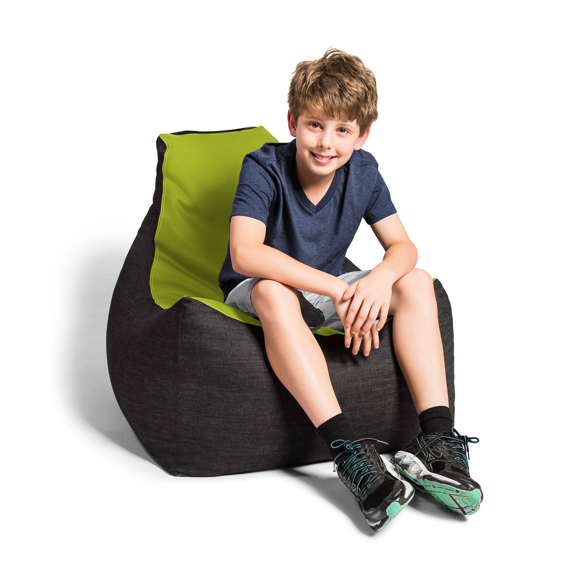 Left. Jaxx - Jaxx Pixel Gamer Chair - Game Room / Home Theater Bean Bag Chair, Green - Green.