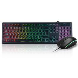 Comfort Essence - Wired Backlit And Mouse Combo Usb Lighted Computer Keyboards Quiet Input For Pc Windows Laptop - Rainbow LED