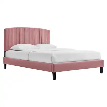 Front. Modway - Alessi Performance Velvet Queen Platform Bed - Red.
