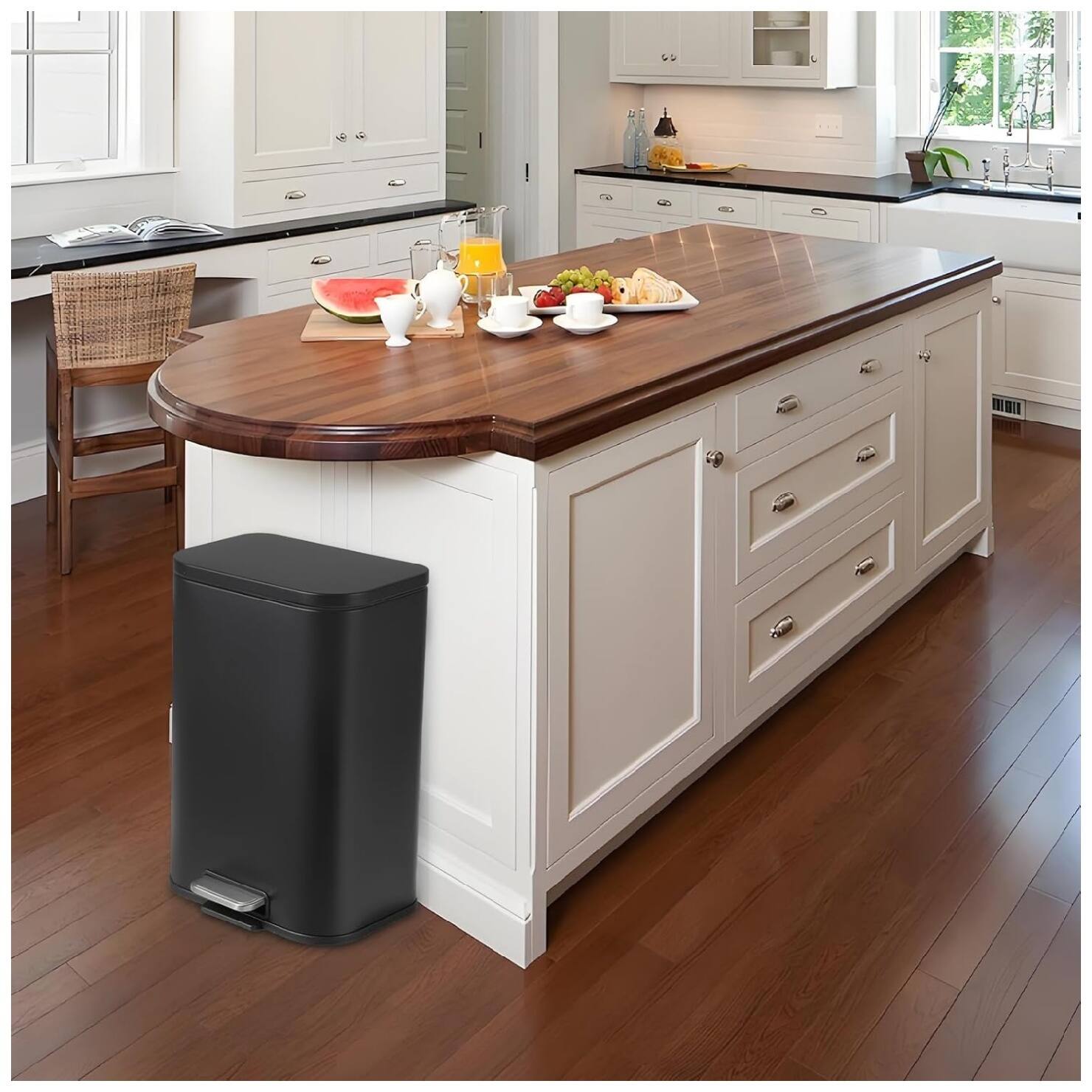 Alt View 3. GARVEE - 5.3 Gallon Stainless Stee Trash Can,20l Step-on Metal Trash Bin with Soft-Close Lid - Black.