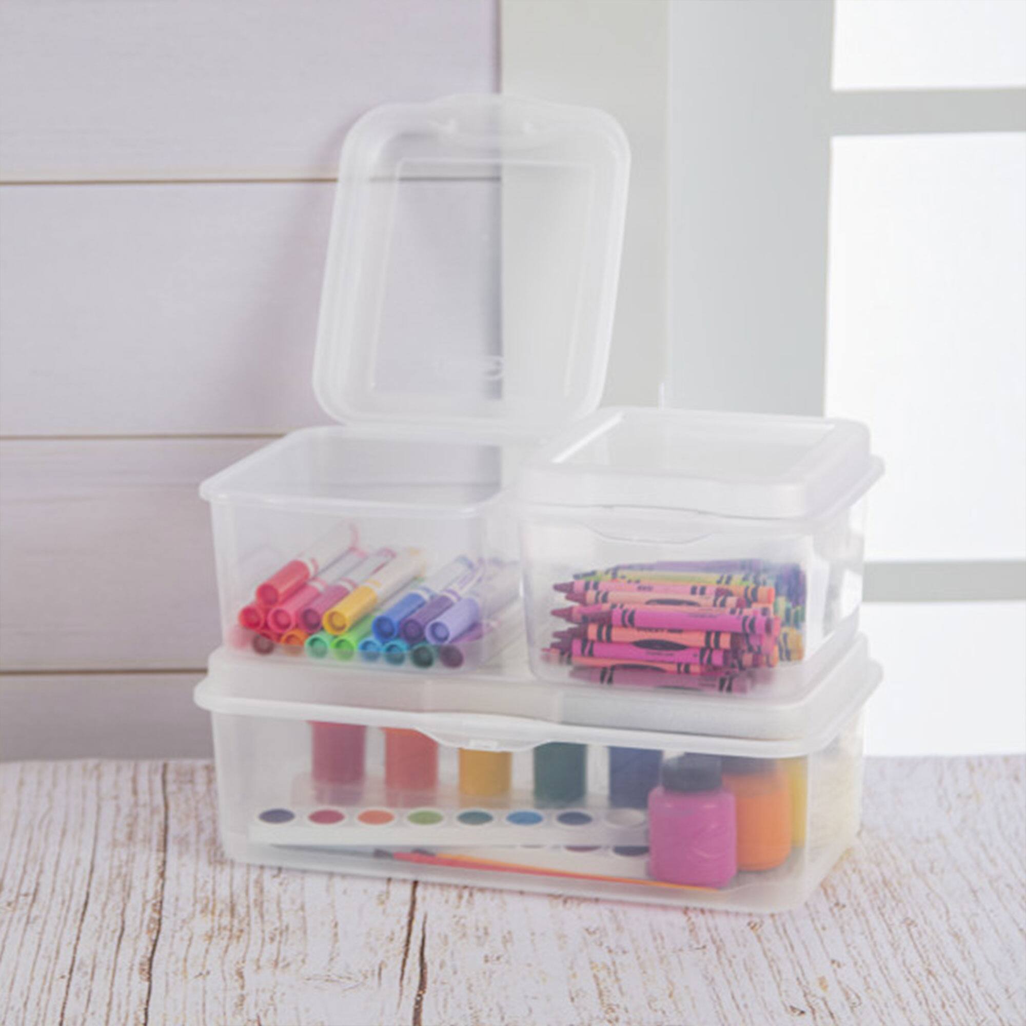 Alt View 5. Sterilite - Sterilite Plastic Stacking FlipTop Latching Storage Box Container, Clear 18 Pack - Clear.