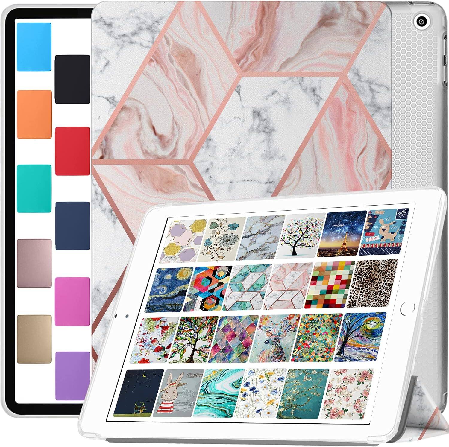 Front. DuraSafe Cases - iPad Pro 11 inch 3rd Gen 2021 Trifold TPU Smart Case A2377 A2459 A2301 A2460 MHQT3 MHQR3 MHMU3 MHW63 MHMT3 MHW53 MHQV3 - Marble Pink.