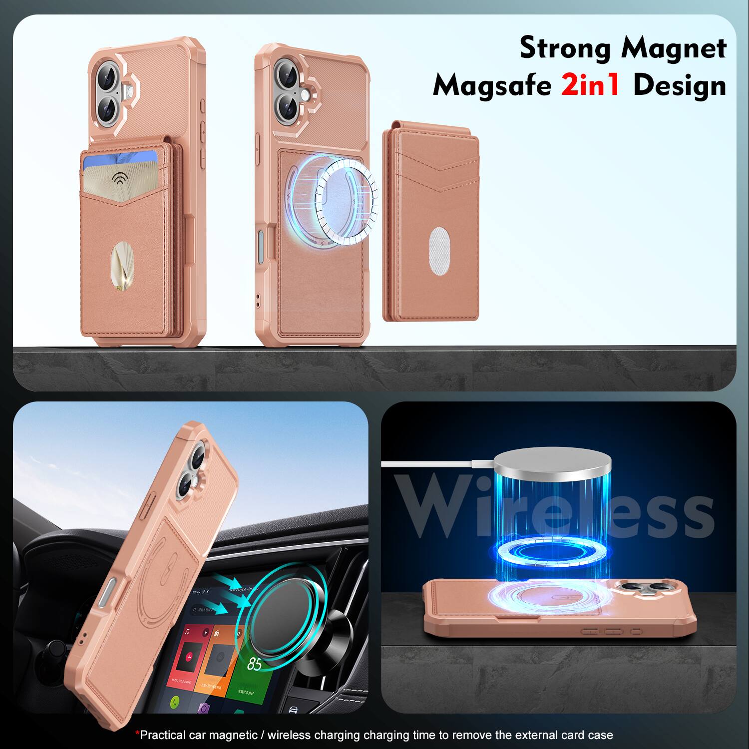 Strong Magnet Magsafe 2in1 Design Wireless 021 MI

Practical car magnetic / wireless charging charging time to remove the external card case
