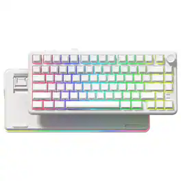 Womier - L75 Wireless Mechanical Keyboard with Knob, 75% Hot Swappable Custom Gaming Keyboard - White