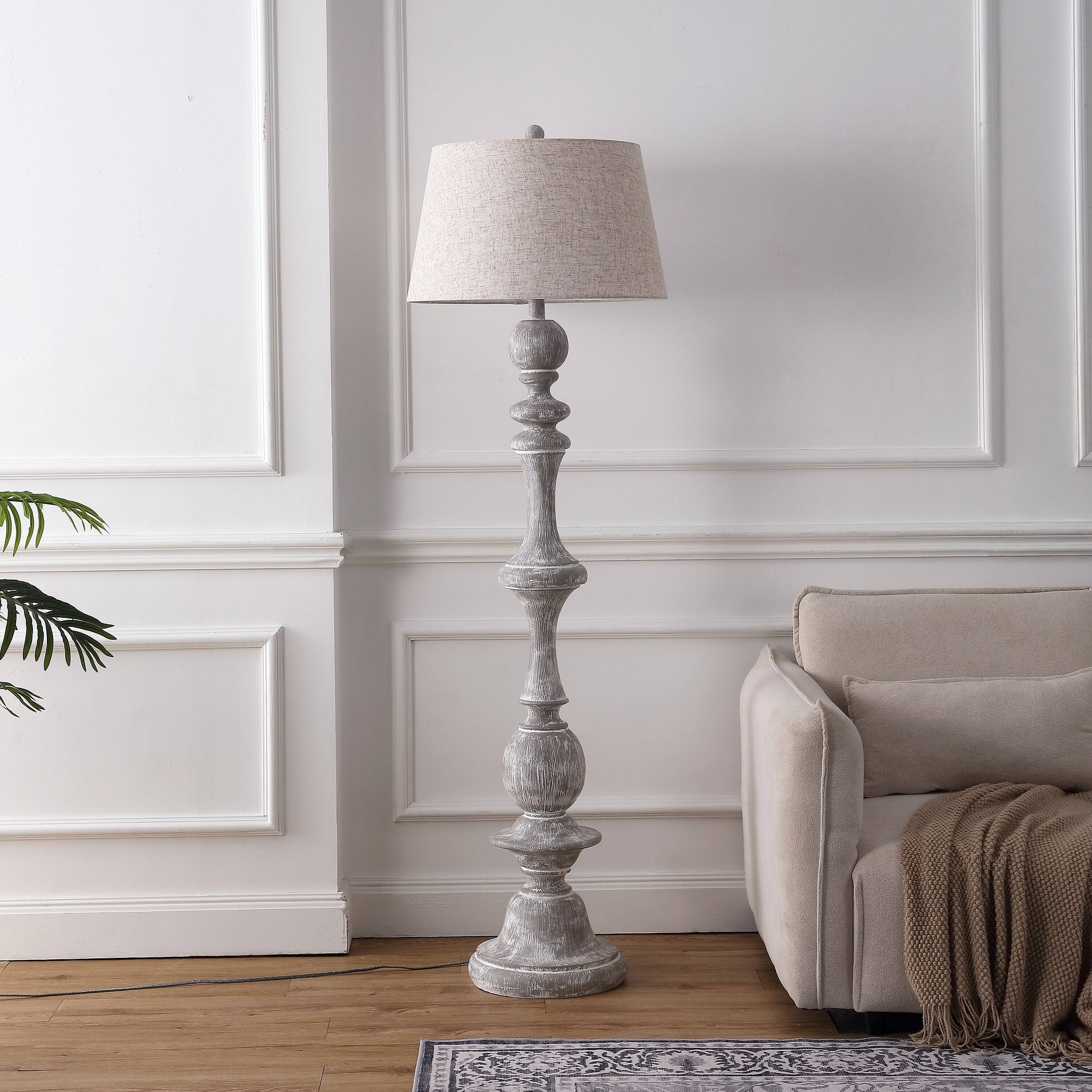 Alt View 5. Jonathan Y - Taylor 67" Rustic Farmhouse Spindled Resin LED Floor Lamp, Gray Wash - Gray Wash.