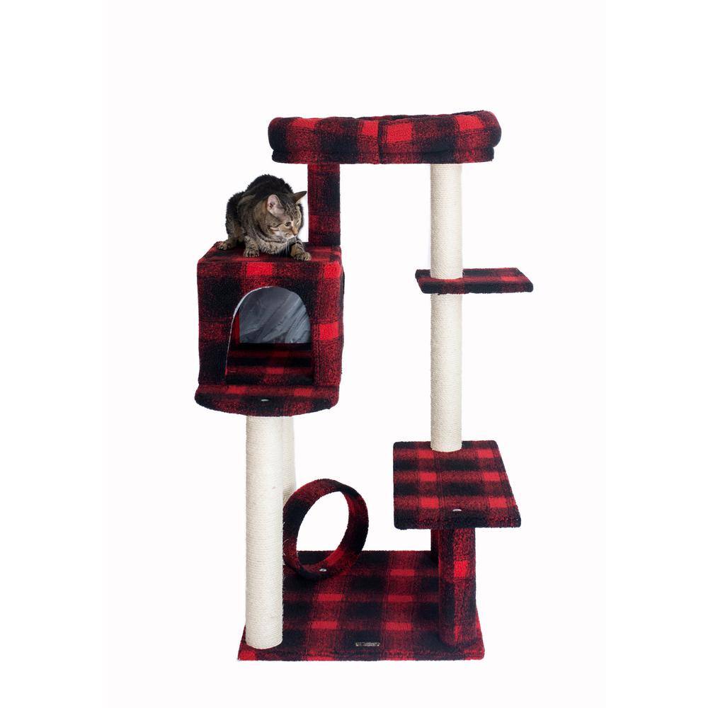 Left. Armarkat - 50Inch Classic Real Wood Cat Tree With Veranda Bench Mini Perch - Black.