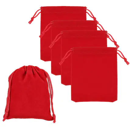 Front. Unique Bargains - Bluetooth Headphone Bag, 5pcs 3.94x3.15 Inch Travel Headset Carrying Storage Pouch Drawstring for Over-Ear Headphones - Red.