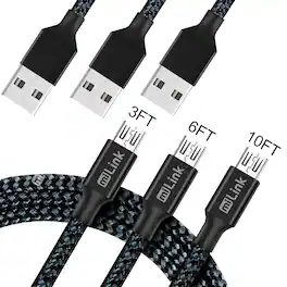 miLink - 3-Pack Micro USB Changing and syncing Cable