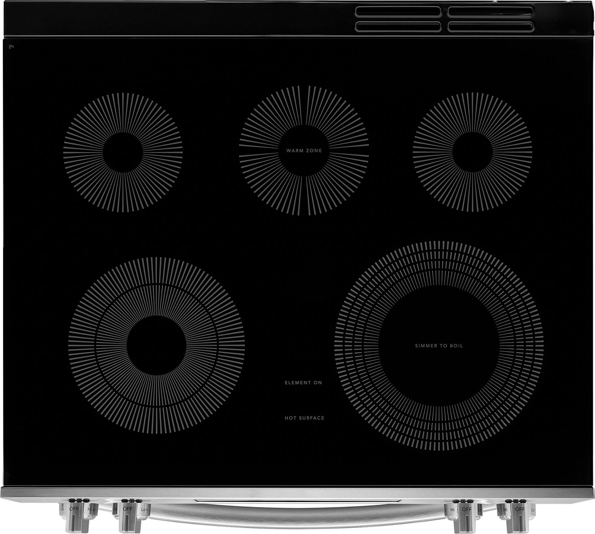 1 WARM ZONE
2 ELEMENT
3 HOT SURFACE ON
4 SIMMER TO BOIL