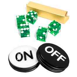 GSE Games & Sports Expert - Craps Game Set. Including 5 Pieces 19mm Dice, 3" Craps On/Off Dealer Puck Button (Green)