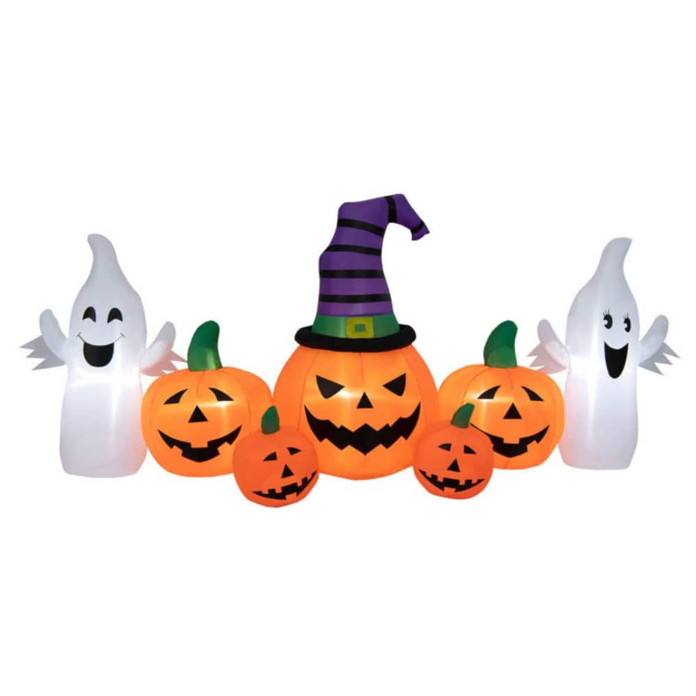 Boyel Living - Giant 9-Foot Halloween Inflatable with Pumpkins and Ghosts - Orange