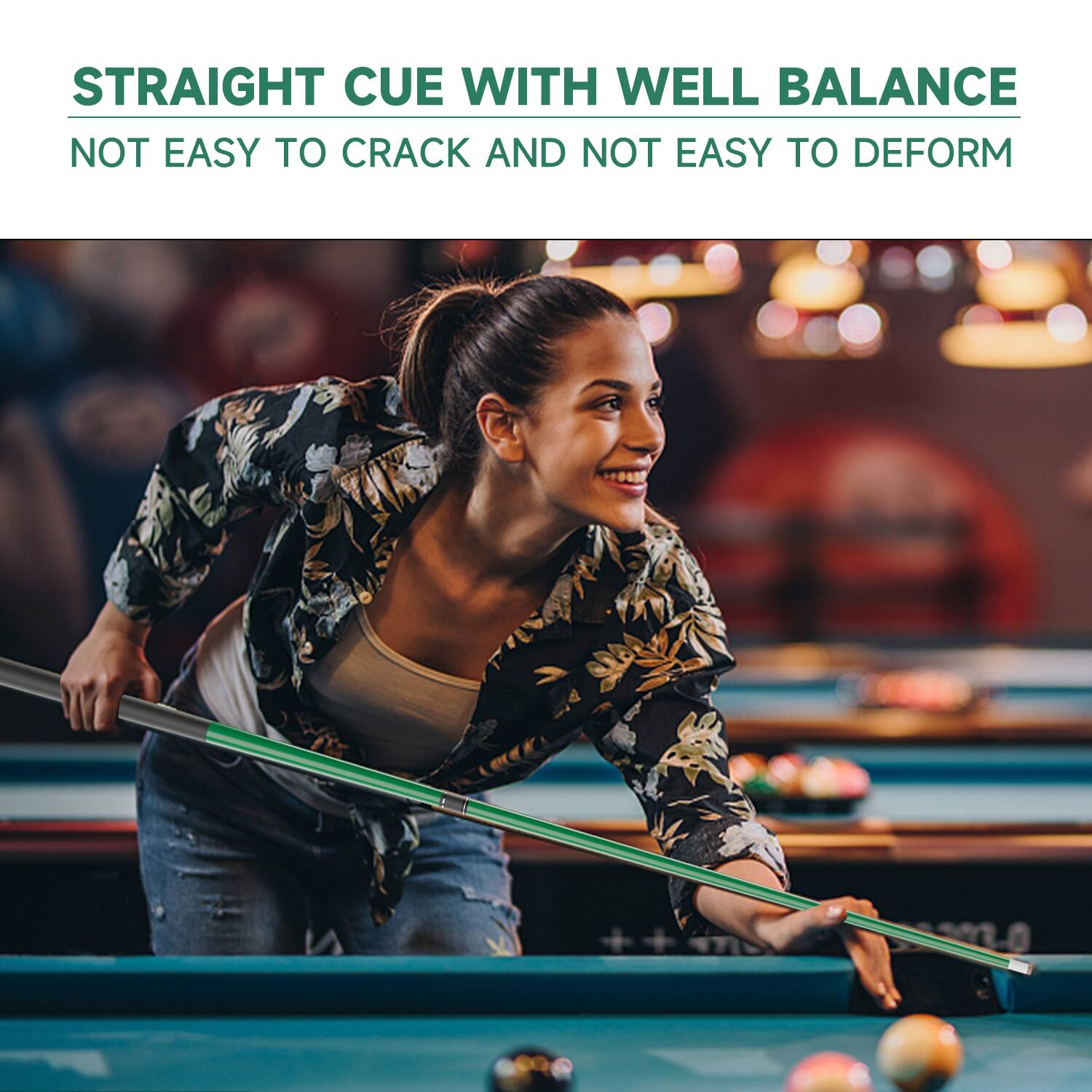 STRAIGHT CUE WITH WELL BALANCE
NOT EASY TO CRACK AND NOT EASY TO DEFORM