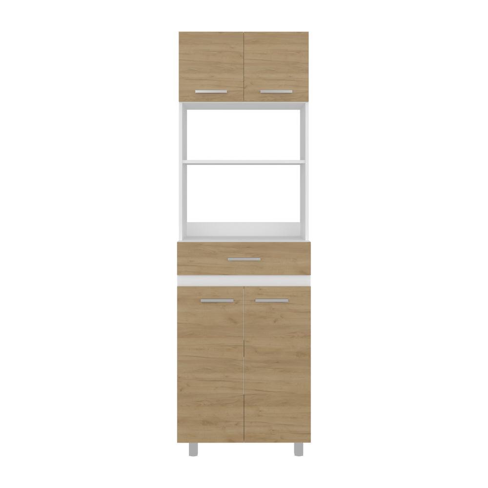Front. Treevol Furniture - Lakeridge Pantry Cabinet - White / Natural Oak.