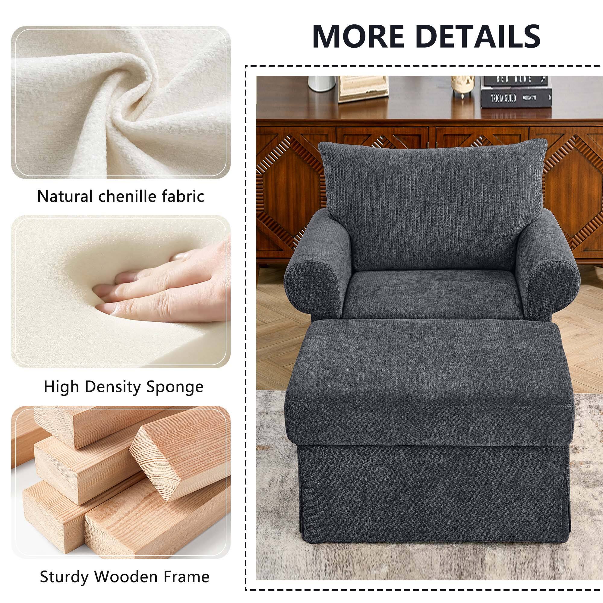 MORE DETAILS

- Natural chenille fabric
- High Density Sponge
- Sturdy Wooden Frame