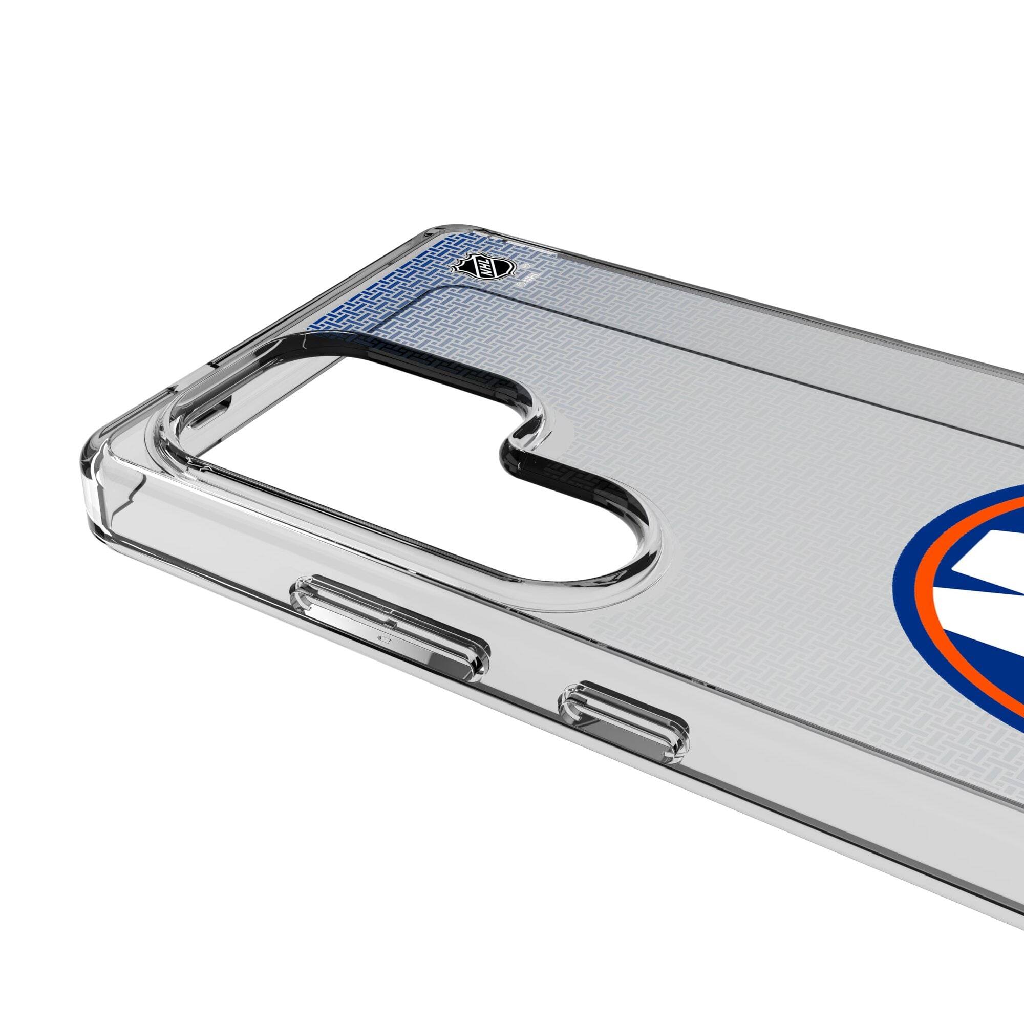 Alt View 2. Keyscaper - New York Islanders Linen Logo Galaxy Clear Case - S23 Ultra - Multicolor.