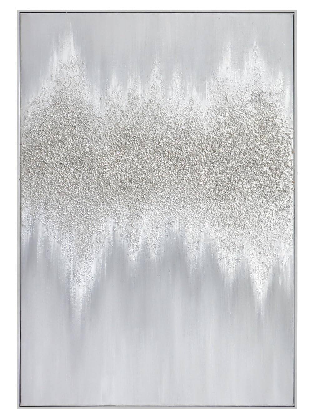 Front. Hanke - Abstract Wall Art Living room Large Geometry Texture Hand painting Artwork Minimalism 40 x 28 inches - Silver&Grey 40"L x 28"W.