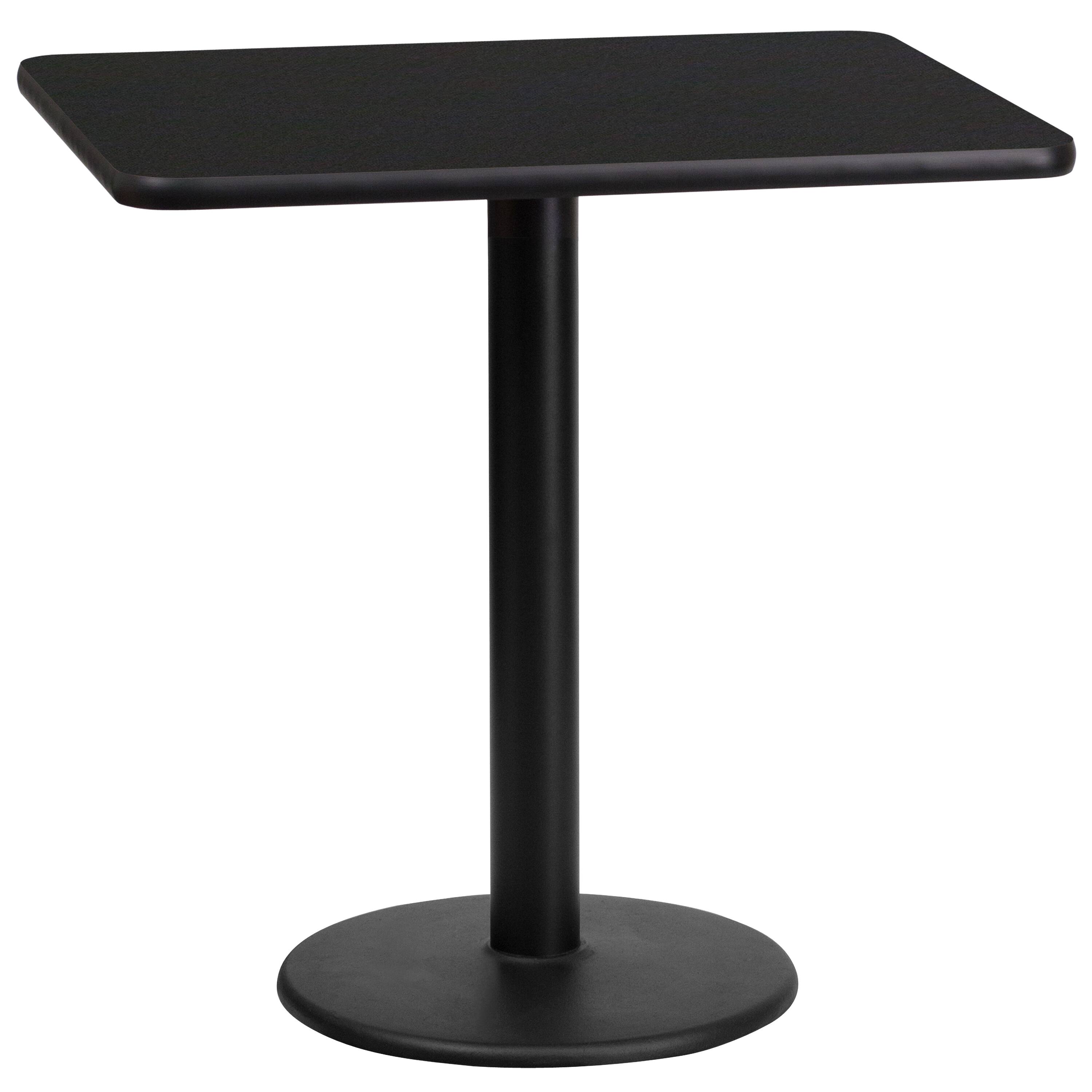 Alt View 3. Emma + Oliver - 24"x30" Rectangular Laminate Table with 18" Round Table Base - Black.