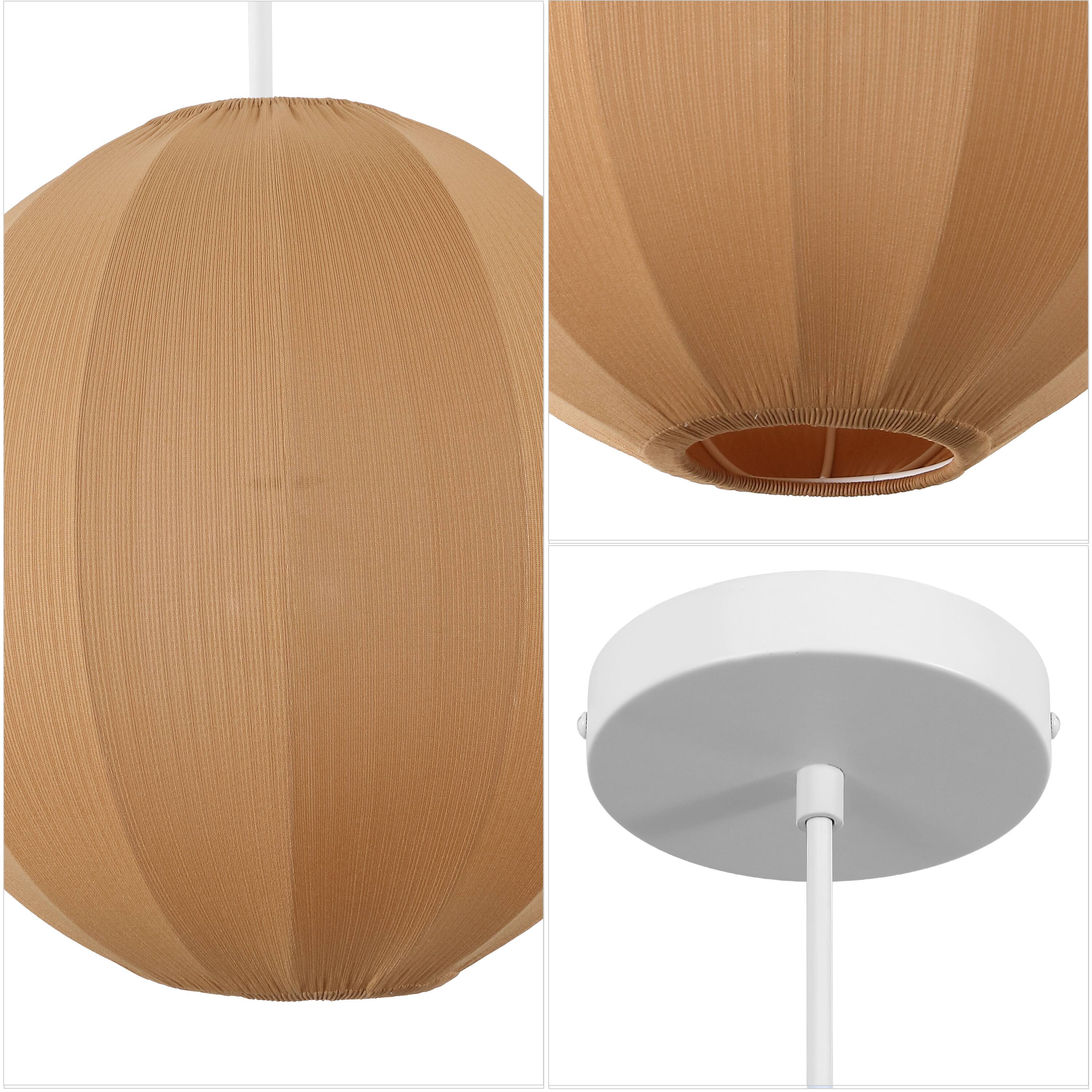 Alt View 4. Jonathan Y - Sia 16" 1-Light Scandinavian Japandi Adjustable Lantern Metal with Ribbed Cocoon Globe Shade LED Pendant, Tan - Tan.